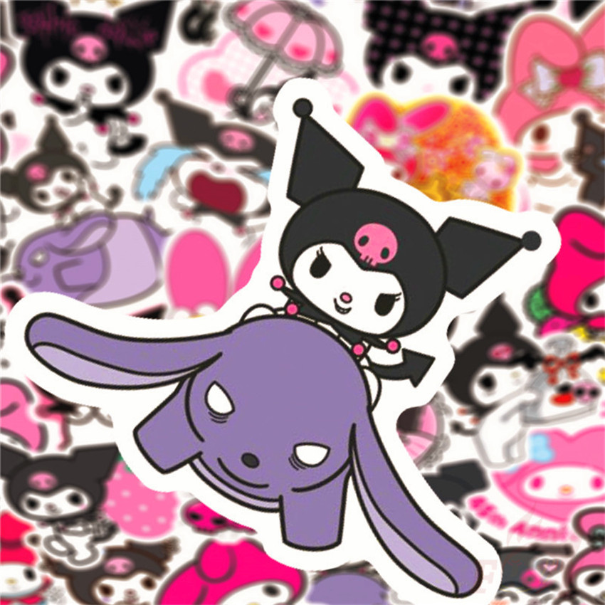❉ My Melody & Kuromi Series 01 - Sanrio Stickers ❉ 50Pcs/Set Anime DIY Fashion Luggage Laptop Skateboard Decals Doodle Stickers