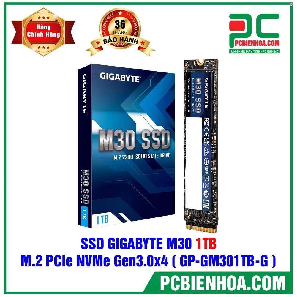 Ổ cứng SSD GIGABYTE M30 1TB M.2 PCIE NVME GEN3.0X4 ( GP-GM301TB-G ) chính hãng