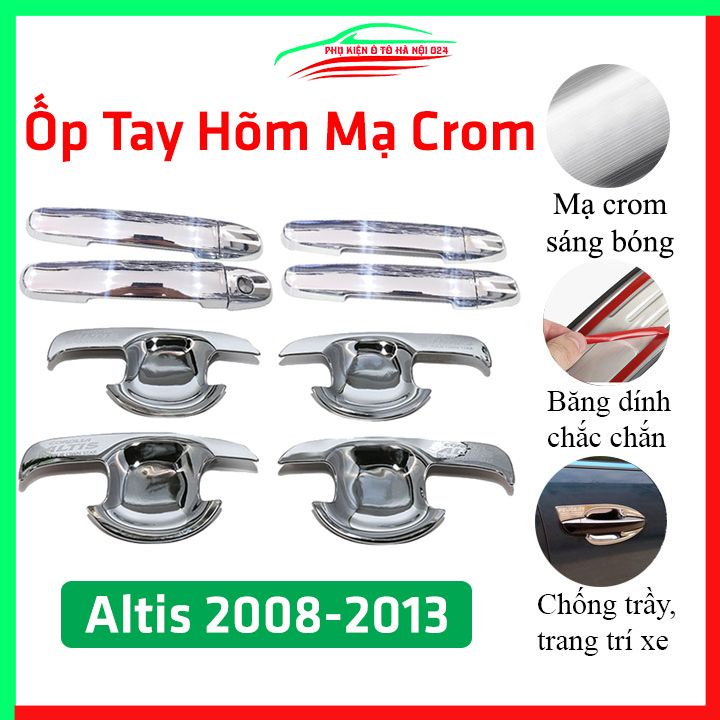 Ốp tay hõm mạ crom Altis 2008- 2013 sáng bóng chống trầy bảo vệ cửa xe ô tô