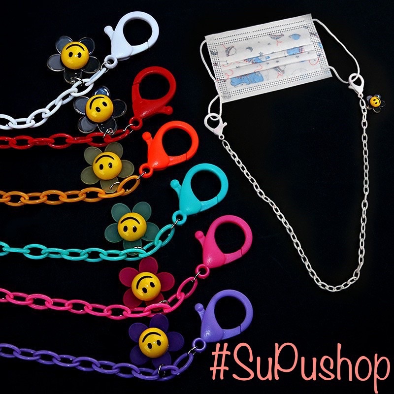 🌸⛓DÂY ĐEO KHẨU TRANG CHẤT NHỰA KÈM CHARM HOA MẶT CƯỜI ĐÁNG ÊU⛓🌸