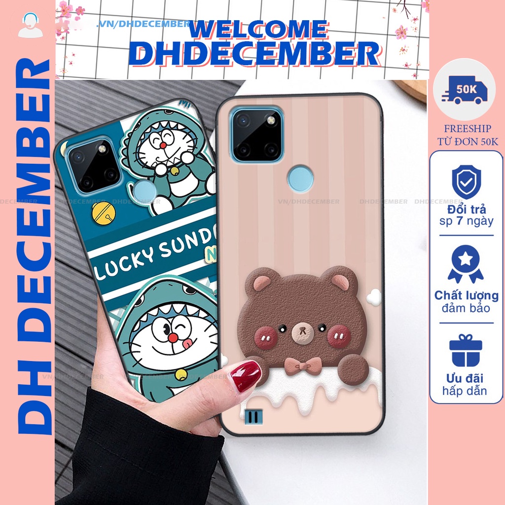Ốp lưng Realme C21Y in hình gấu K@ws, gấu nâu, dor@emon RẺ- ĐẸP- BỀN