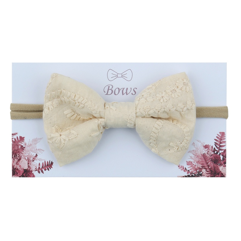 Băng Đô Cotton Co Giãn Màu Trơn Thắt Nơ Thời Trang Cho Bé Gái