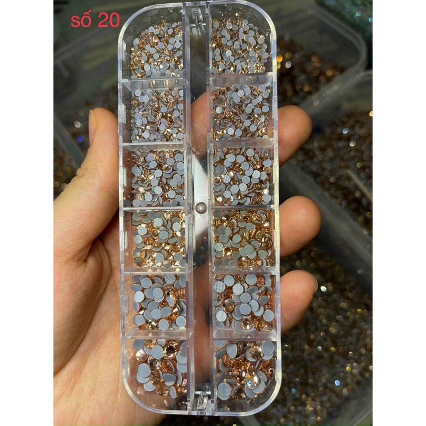 Đá Chân Keo YHB Lưới Khay Mix Size 12 ô 1440 Viên, Đá Đính Móng YHB Trang Trí Gắn Tay Chân