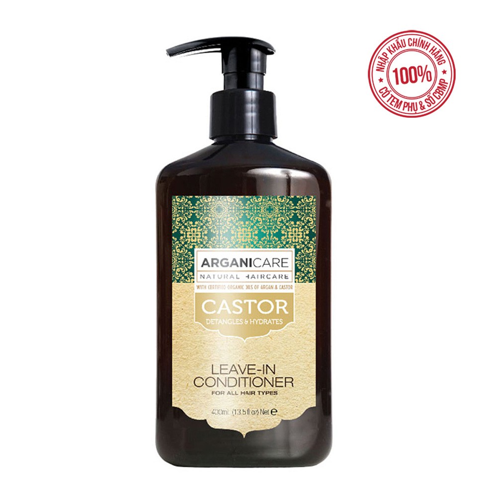 Kem Dưỡng Tạo Kiểu Tóc Xoăn ARGANICARE CASTOR LEAVE-IN CONDITIONER 400ml Israel