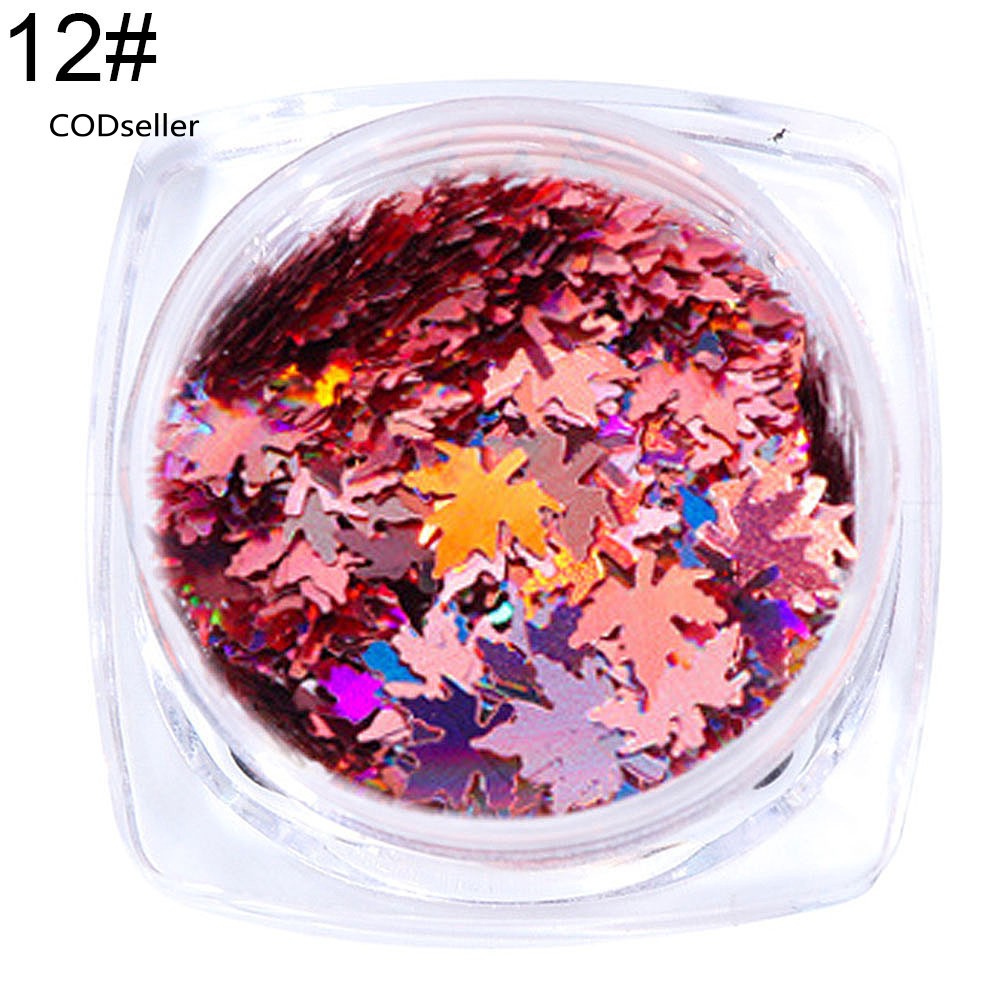 Kim tuyến họa tiết lá phong màu gradient lấp lánh độc đáo trang trí móng tay