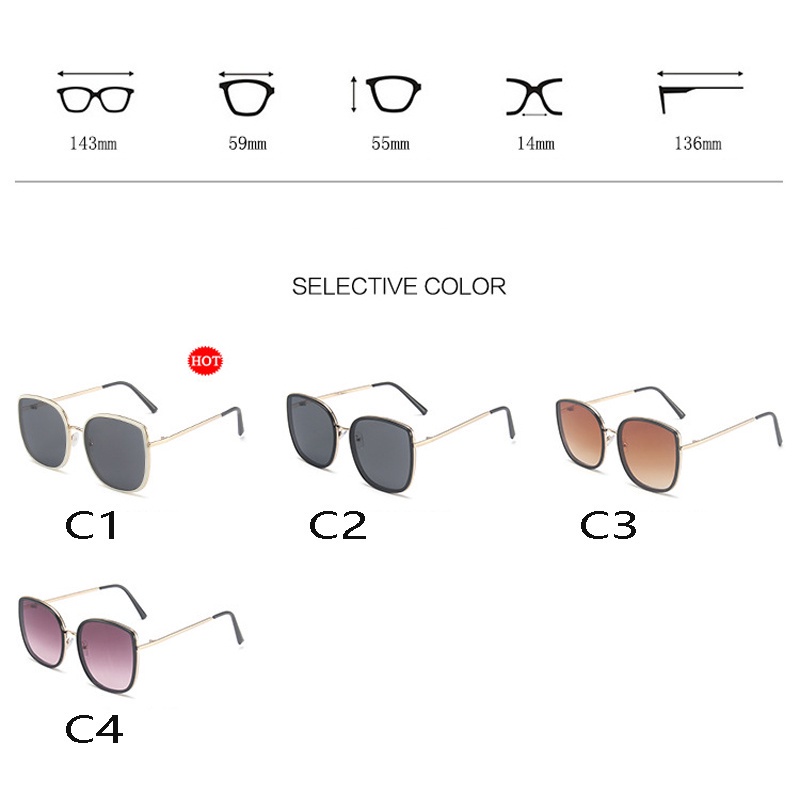 Kính Mát Gọng Vuông Kim Loại Chống Tia Cực Tím Cao Cấp Thời Trang Theo Phong Cách Hàn Quốc