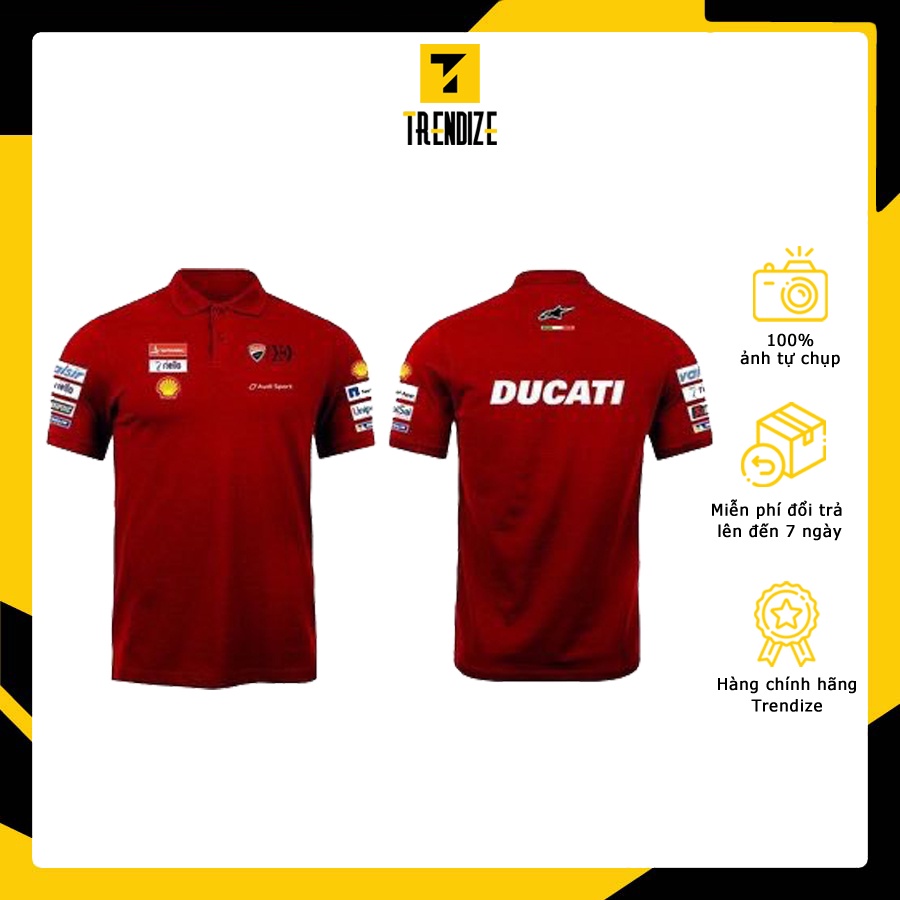 Áo thun nam có cổ Ducati nam, Áo polo thể thao cộc tay full size