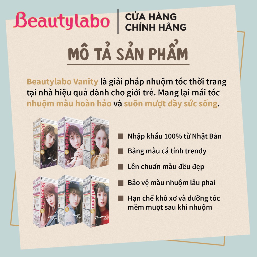 Thuốc nhuộm tóc tại nhà dạng kem Beautylabo Vanity 133ml nhuộm dưỡng tóc mềm mượt chuẩn Nhật