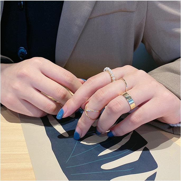 Bộ 4 Nhẫn Đính Ngọc Trai C53