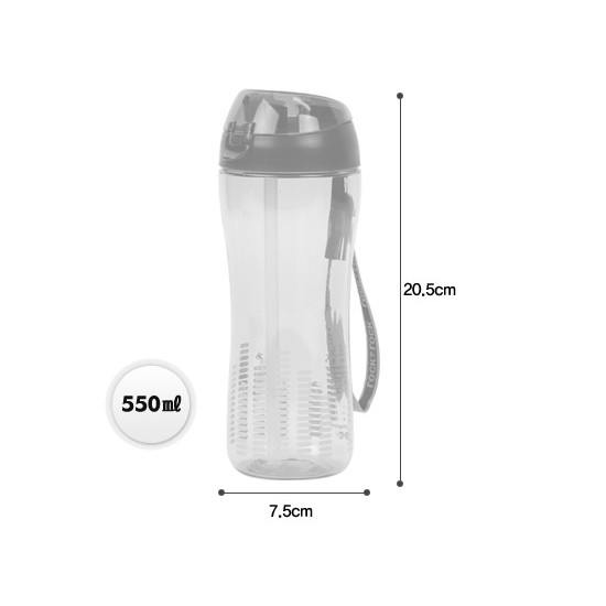 Bình nước nhựa Trian có ống hút 550ml Lock&amp;Lock ABF628