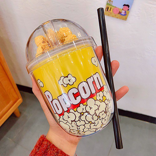 Bình nước cute, bình đựng nước có ống hút, dễ thương