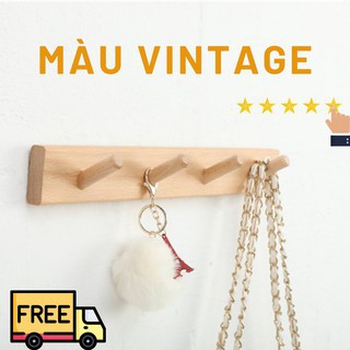 Móc treo quần áo gỗ gắn tường Tee Decor - Thanh treo đồ đa năng, móc túi xách, áo khoác, decor phòng đẹp