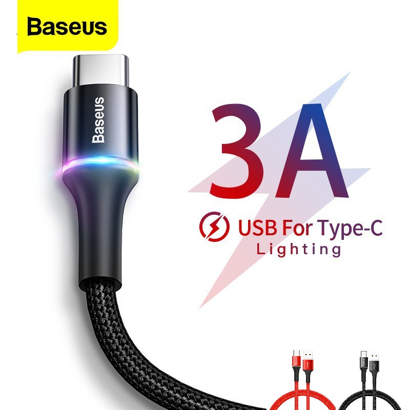 [ 1m &amp; 2m ] Cáp sạc nhanh USB Type C 3A Baseus có đèn led báo sạc / Cáp sạc tự ngắt Baseus lightning USB 2.4A