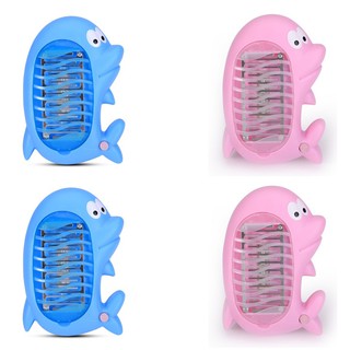 Bộ 4 đèn ngủ diệt muỗi hình cá heo (xanh - hồng)