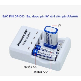 Bộ Sạc Pin đa năng Doublepow DP-D03 (sạc pin 9V, pin tiểu AA, pin đũa AAA)