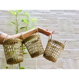 Giỏ cói sọt cói nhỏ đa năng, giỏ cói để chậu cây trang trí