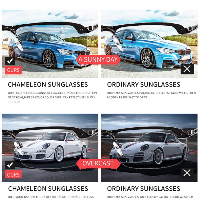 Kính mát phân cực thay đổi màu sắc theo ngày và đêm kiểu dáng thời trang | BigBuy360 - bigbuy360.vn