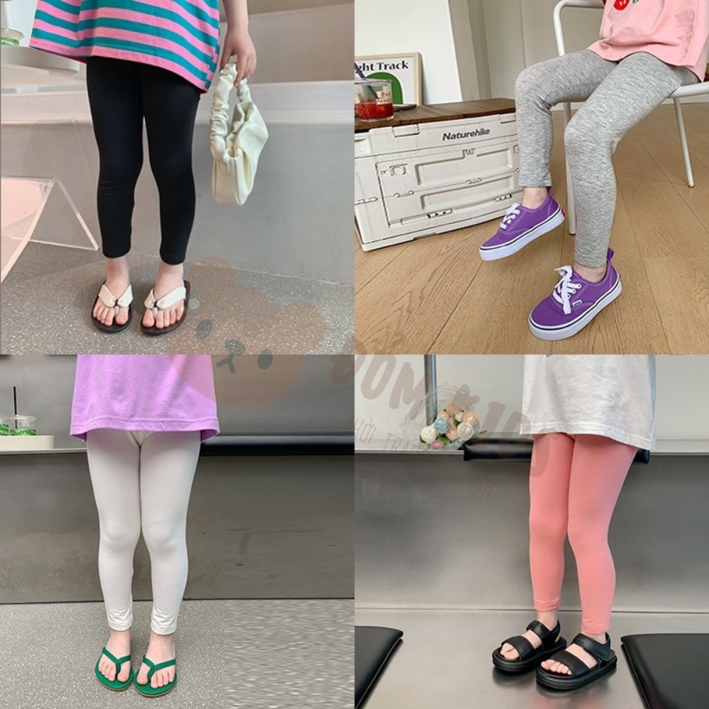 Quần Legging cho bé Domkids, quần dài bé gái hàng xuất dư co dãn 4 chiều QUAN009