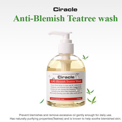 Sữa rửa mặt giảm mụn, làm dịu da chiết xuất tràm trà Ciracle Anti-Blemish Teatree Wash 250ml