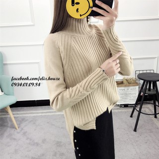 Áo len cổ trụ soc xẻ tà