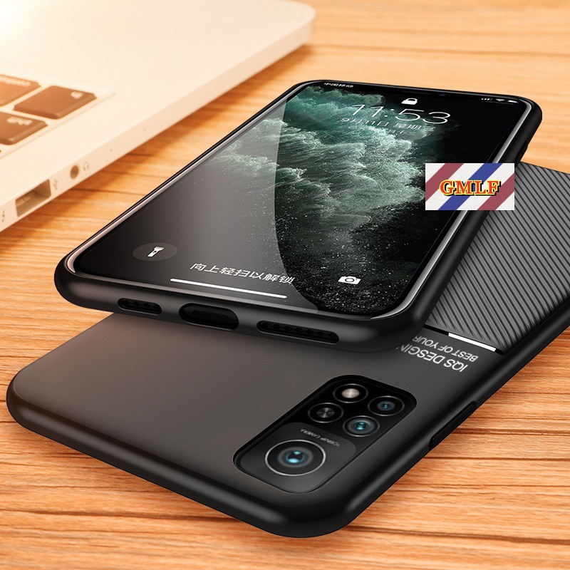 Ốp điện thoại TPU phối da mềm mặt nhám chống sốc từ tính cho Xiaomi Mi 10T Pro / 10 T 10TPro