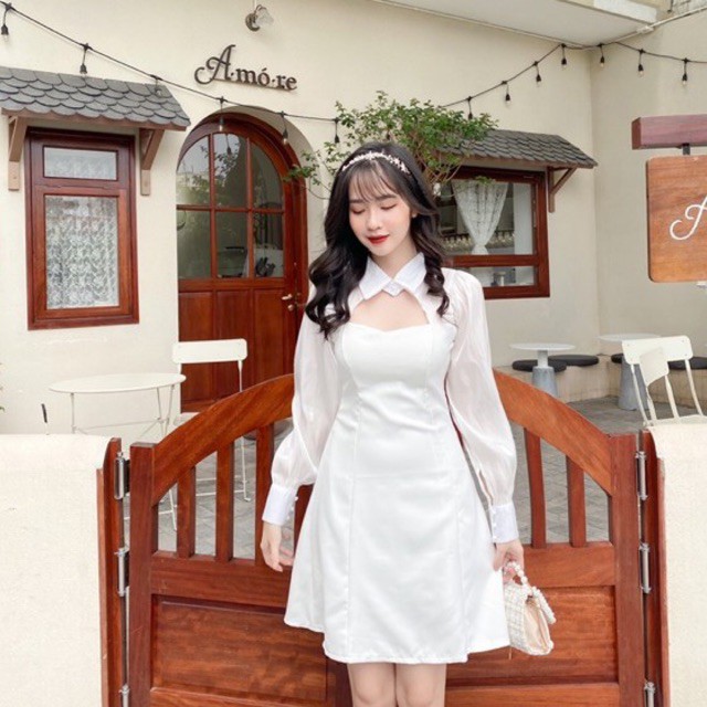 [Mã FATHANG5 giảm 10K đơn 50K] Váy sơmi khoét ngực