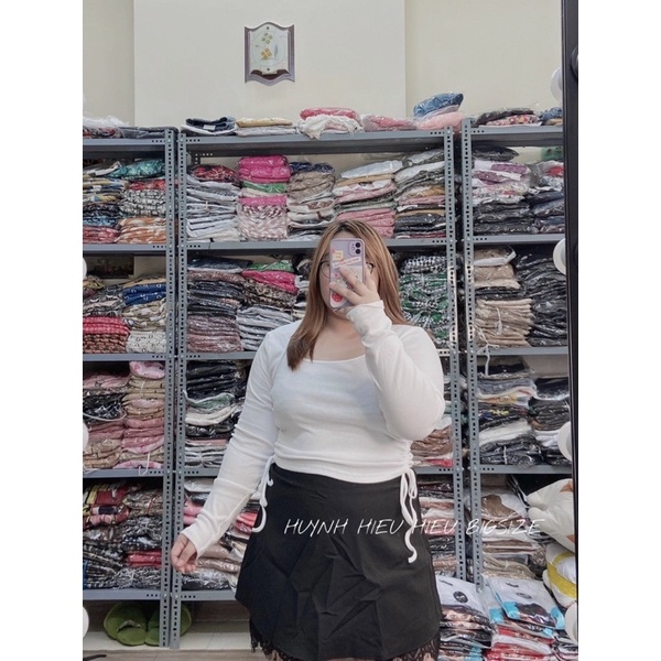 bigsize - ❤️ ÁO CROPTOP DÂY RÚT TAY DÀI ❤️