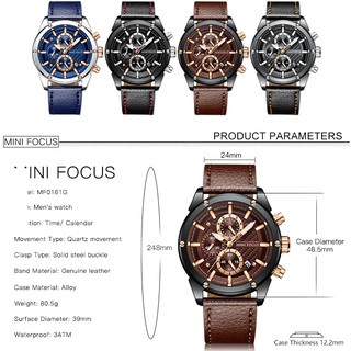 MINI FOCUS Đồng Hồ Quartz Nam Hiển Thị Ngày Chống Thấm Nước Kiểu Dáng Thể Thao Thời Trang
