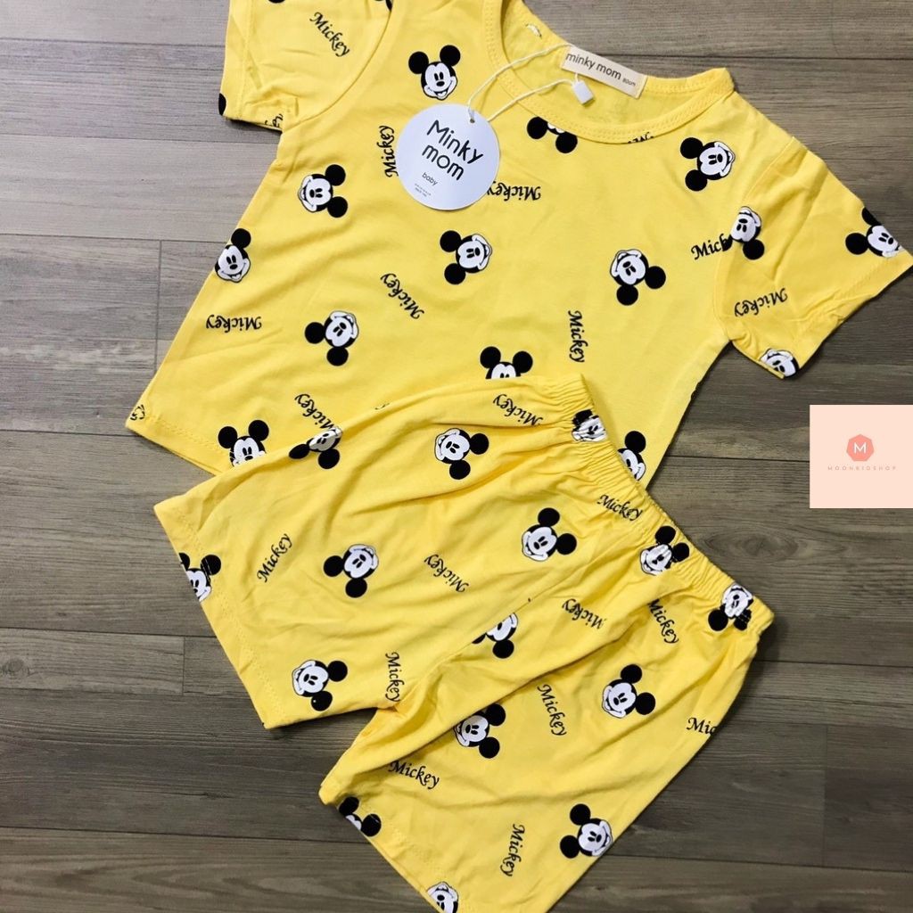 Bộ MINKY Cộc Tay Cho Bé🎀Họa Tiết MÍC KEY🎀COTTON 100%dành cho bé trai,bé gái từ 7-18kg,hàng có sẵn giao ngay