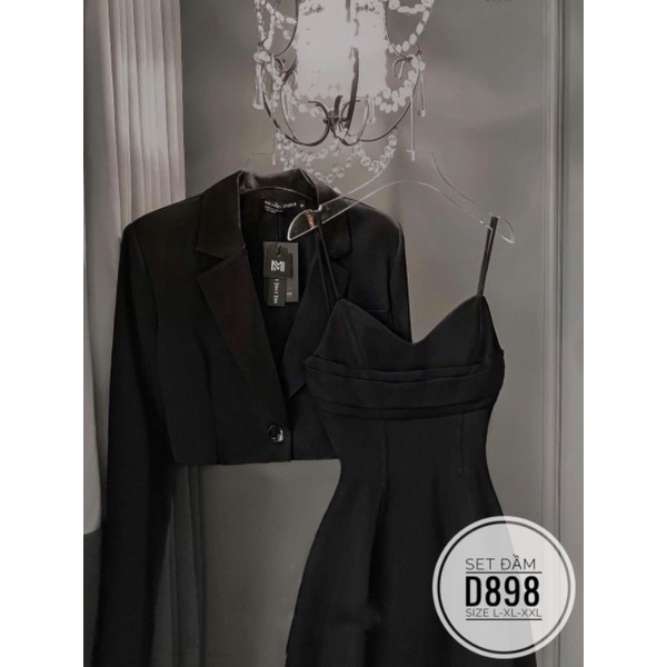 Set big size váy dây và áo khoác vest từ 60kg-90kg