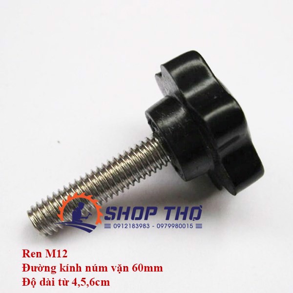 Nút vặn 6 cánh M12 ( set 4 cái) thân sắt mạ kẽm