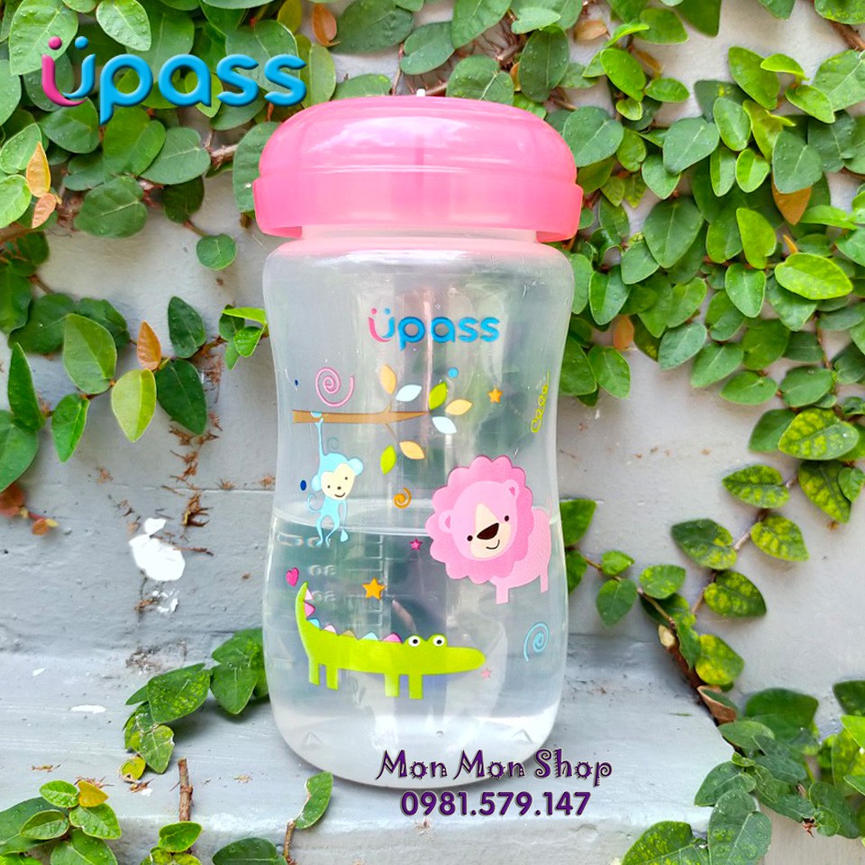 Bình trữ sữa Upass cổ rộng 150ml/ 250ml có thể gắn thêm núm ti nhựa PP không BPA