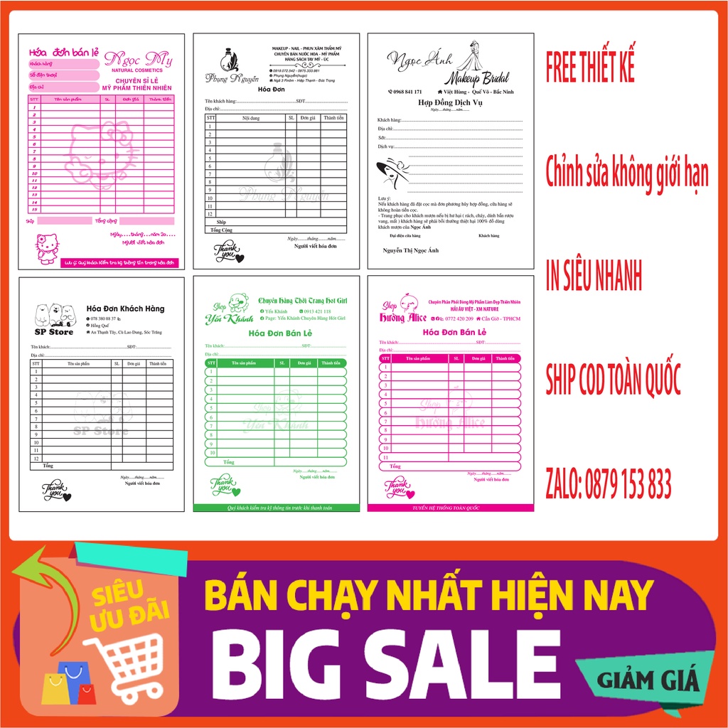 In hoá đơn bán hàng A5 lấy ngay theo yêu cầu