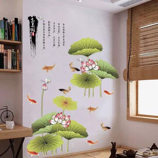 Decal trang trí Hoa sen và cá GSS226