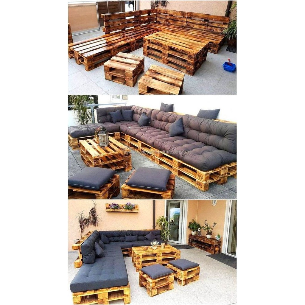 Sofa Pallet Có Thành Dựa Lưng - Gỗ thông mới - bề mặt mìn, vân gỗ đẹp