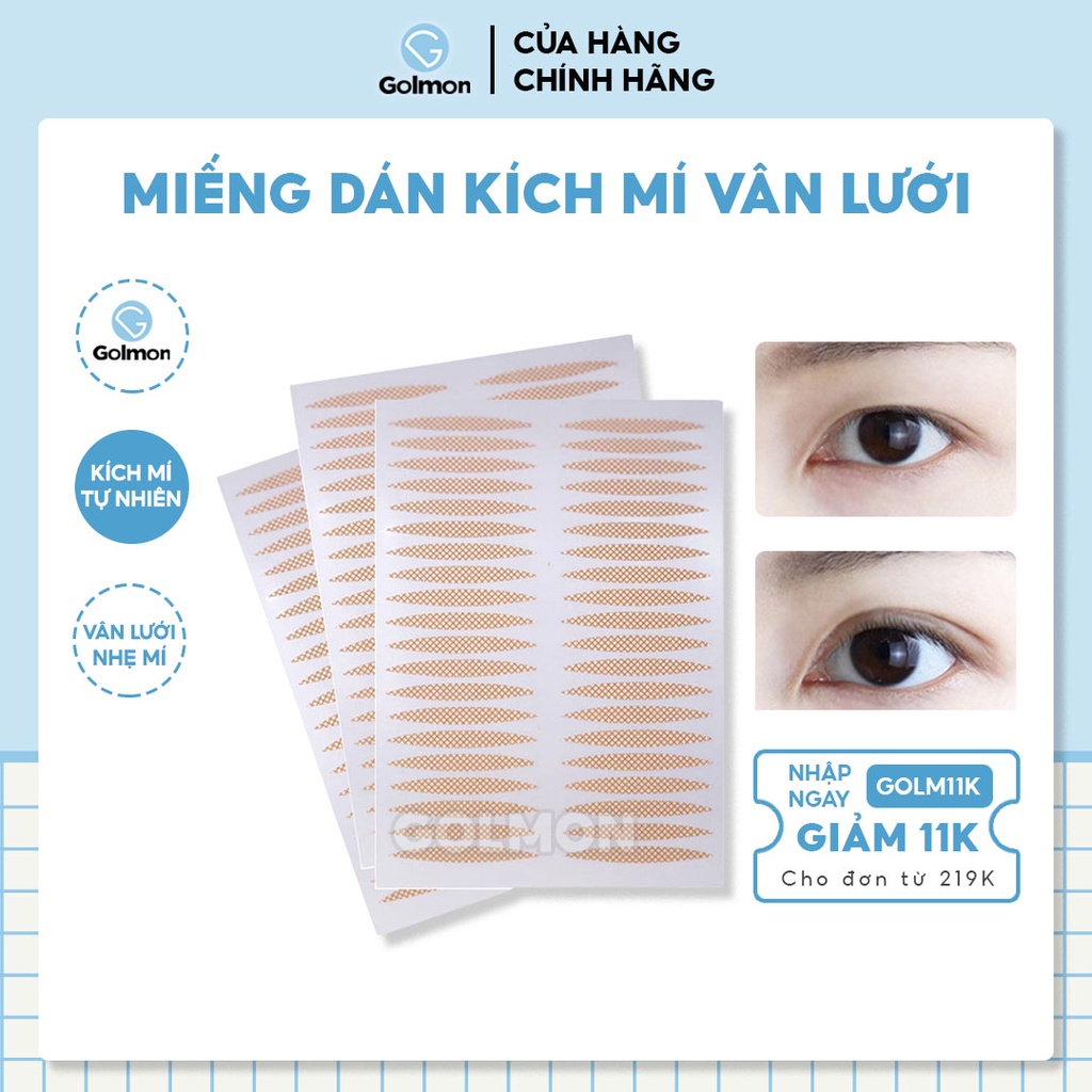 Miếng dán kích mí vân lưới siêu tàng hình set 40 cái dán tạo mí ren giúp đôi mắt to tròn tự nhiên GOLMON