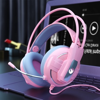Tai Nghe Chụp Tai Gaming Có Mic Có dây Máy Tính Chơi Game Chuyên Dụng Màu Hồng Có Đèn Led Nhiều Màu tai nghr có micro kèm Gameming headphone co day Pink Cute Gamming headset PC tai nge nữ trẻ em
