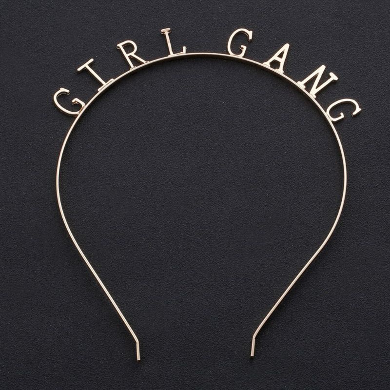 Băng Đô Cài Tóc Hình Vương Miện Bằng Hợp Kim In Chữ Vui Nhộn Cho Nữ