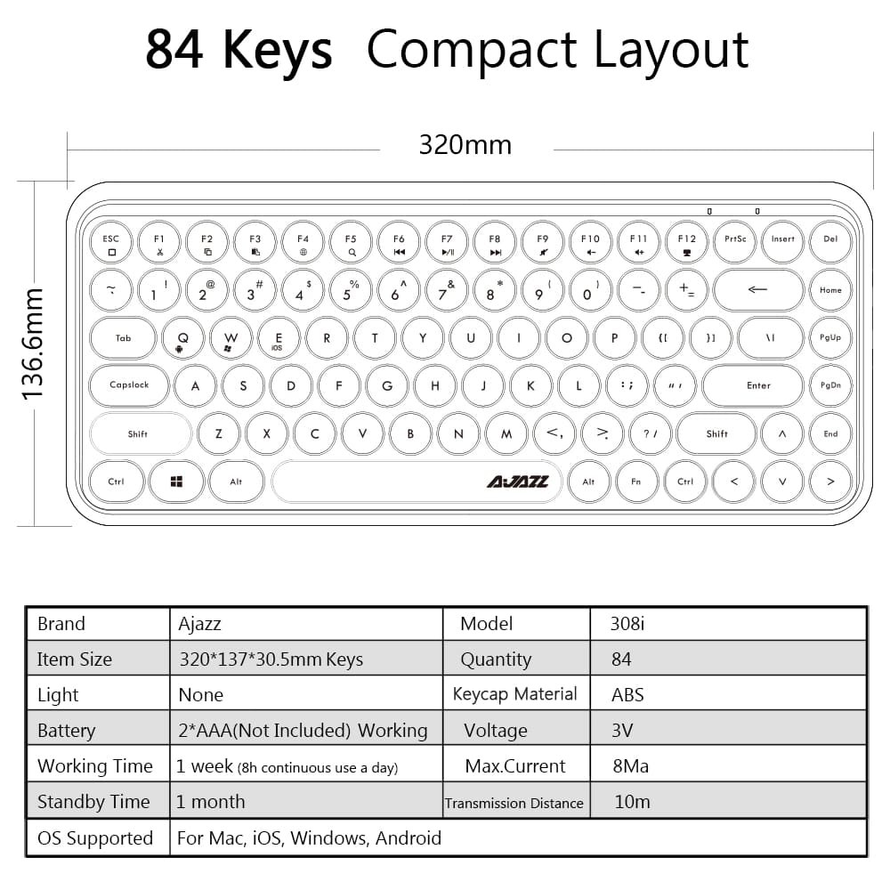 Bàn phím máy tính không dây Ajazz 308i Limited - Home and Garden