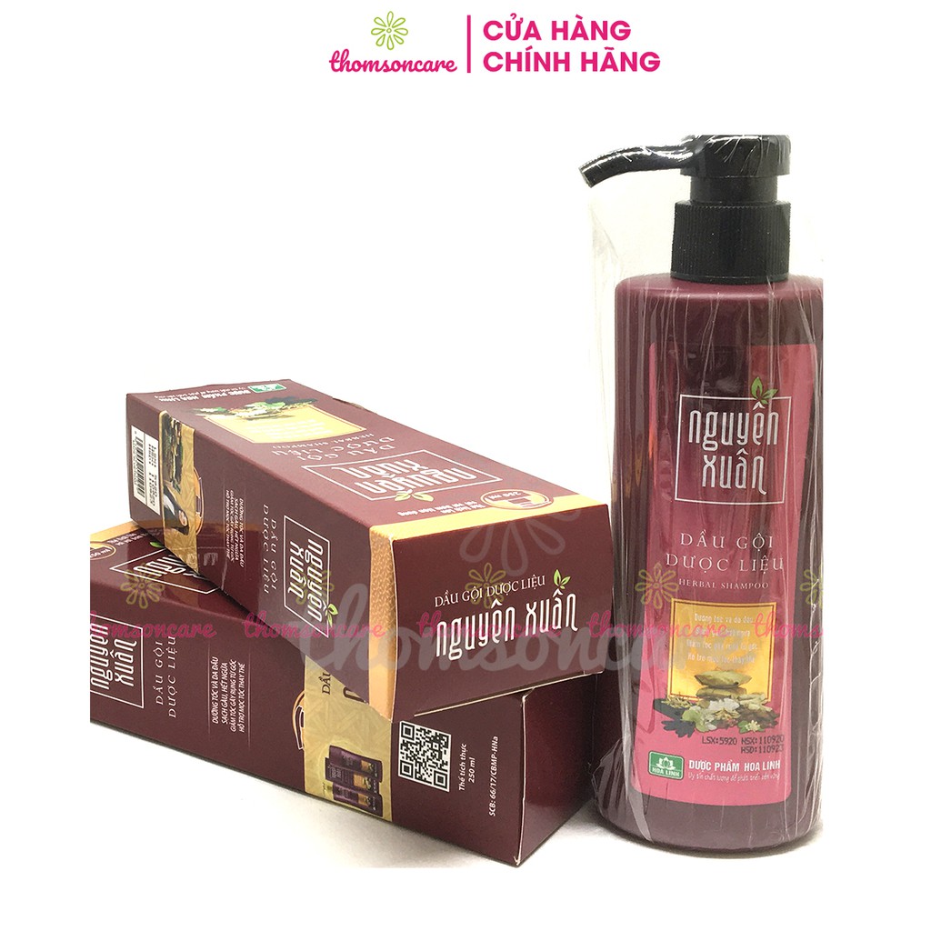 Dầu gội giảm gầu dược liệu Nguyên Xuân ngăn ngừa gàu, giảm ngứa - có vòi chai 250ml từ thảo dược