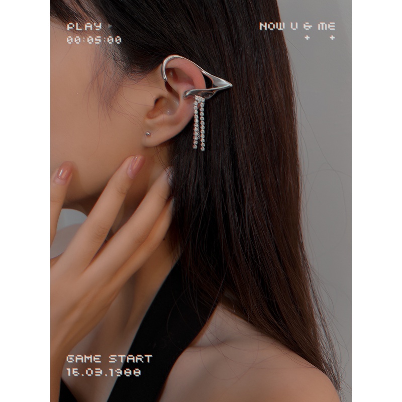 Bông tai đính đá zircon phối tua rua thời trang cho nữ