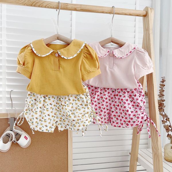 Bộ cotton cộc tay Mozi cố sen phối hoa cho bé gái