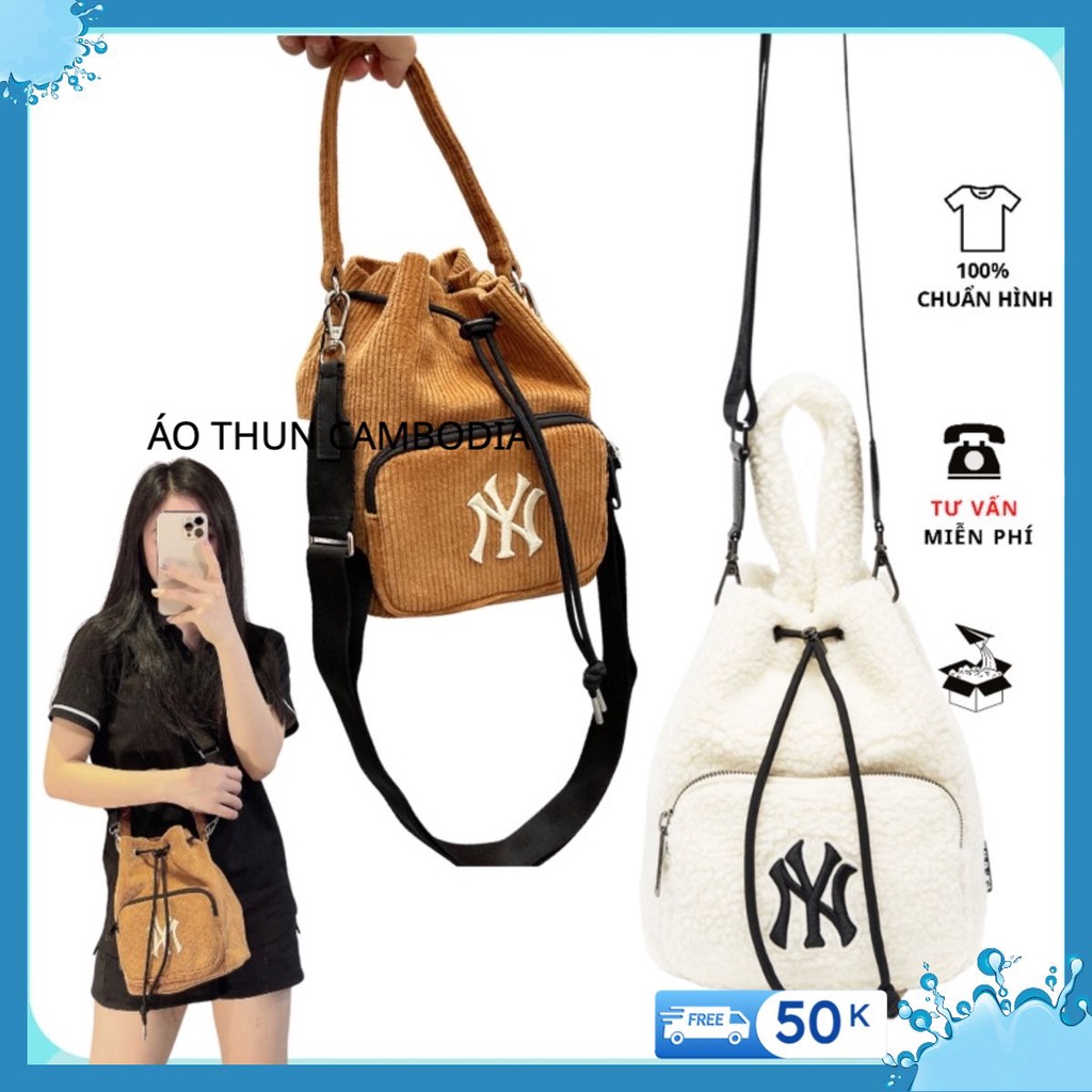Túi Dây rút MLB bucket monogram, Túi Xách Đeo Vai Phong Cách thời trang