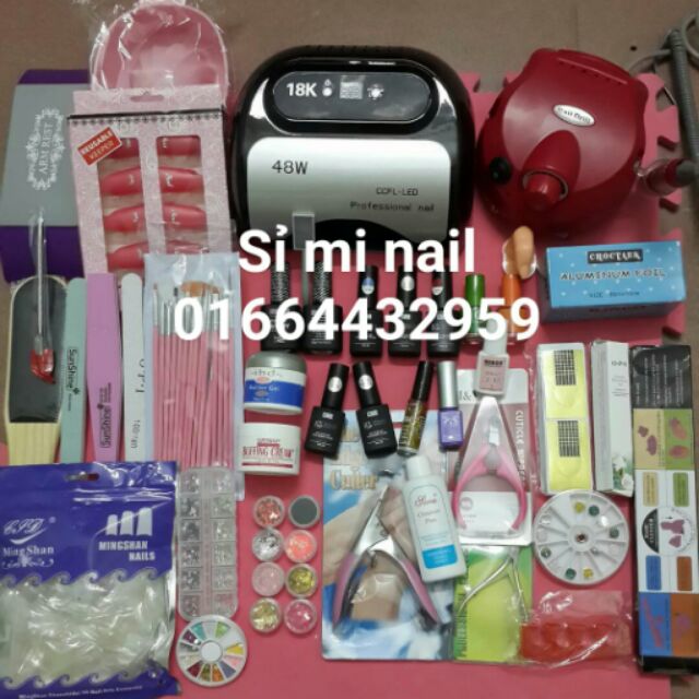 Sét nail dành cho người mới học hoặc thợ mới mở tiệm nail sét gồm máy hơ 48w điện tử 18k siêu tốt và máy mài jm208