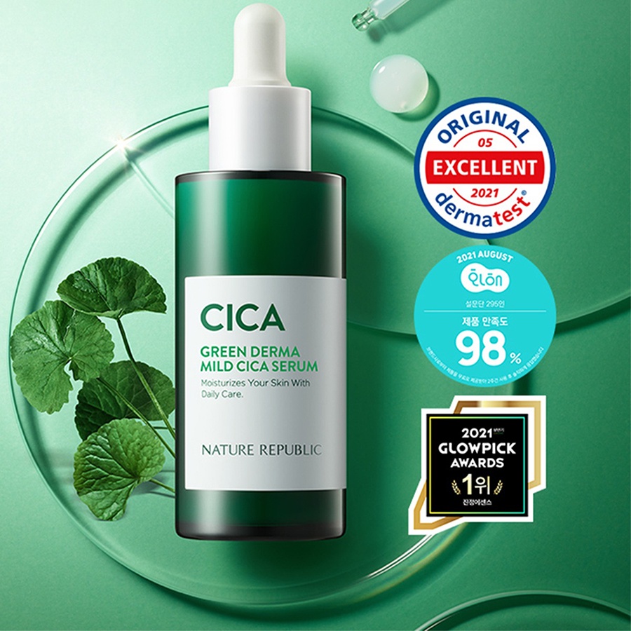 Tinh chất dưỡng ẩm làm dịu và phục hồi da Nature Republic Green Derma Mild Cica Serum 50ml