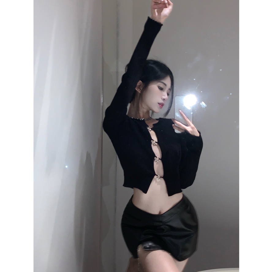 Áo cardigan Màu Trơn Dáng Ôm Thời Trang Hàn Quốc Gợi Cảm Cho Nữ