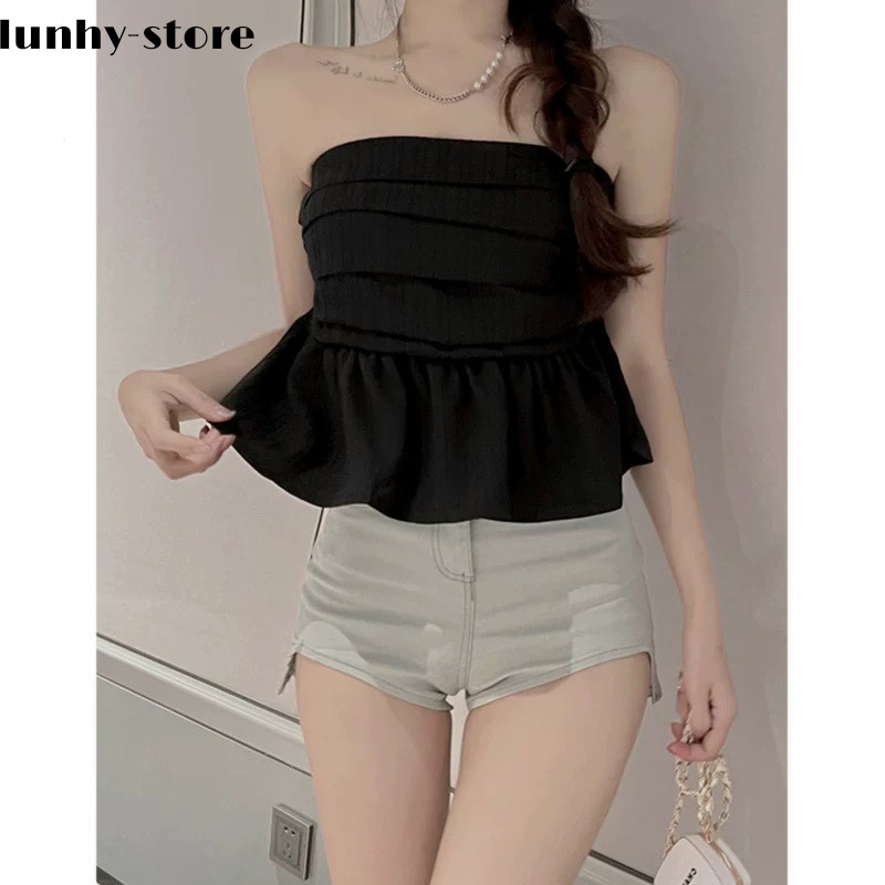 Áo Ống Đuôi Xoè Nữ Kiểu Ôm Sexy Chất Voan Cotton Mặc Được 2 Kiểu Siêu Xinh