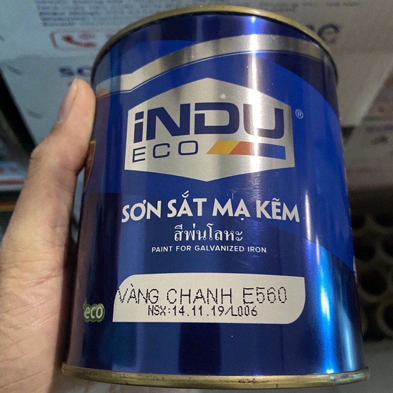 Sơn sắt mạ kẽm INDU hộp 2,5kg bảo hành không bóng tróc- tặng kèm chổi sơn