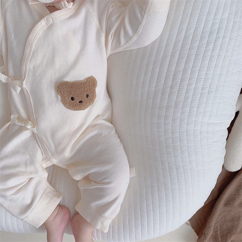 Body và áo khoác len Hàn gắn gấu nâu phong cách Hàn Quốc cho bé trai bé gái