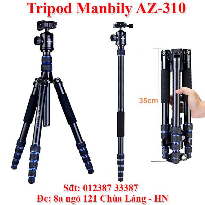 Chân máy ảnh chuyên nghiệp Tripod Manbily AZ310 ver 2018 - Chính hãng